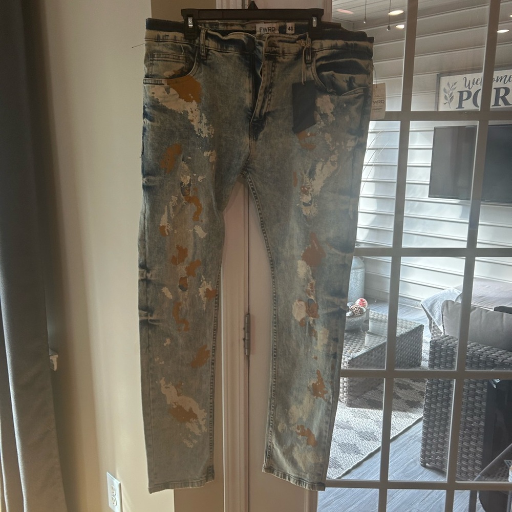 FWRD Denim Acid Wash Men’s Jeans Graffiti Streetwear 40 x 32 NWT